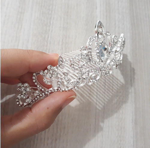 Coroa Tiara Prata Noiva Dama Daminha Strass Debutante Barata