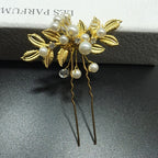 Arranjo Enfeite Dourado Cabelo Noiva Perola Dama Debutante