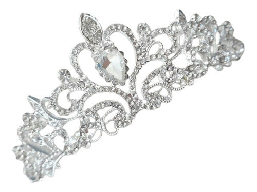 Coroa Tiara Prata Noiva Dama Daminha Strass Debutante