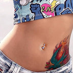 Piercing De Umbigo Invertido Dourado Prata Pedra Zirconia