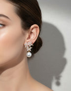 Brinco Noiva Zirconia Pérola  Dourado Pequeno Luxo