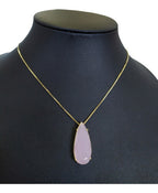 Colar Pedra Zirconia Gota Rosa Leitosa Rosê Folheado Ouro 18