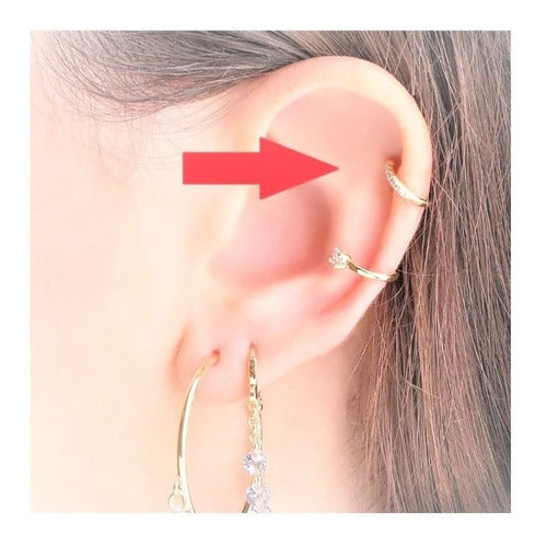Piercing Argola Falso Fake Pedra Zirconia Folheado 8 Mm - Dourado
