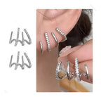 Brinco Ear Cuff  Pedra Zirconia Prata Pequeno Meia Argola