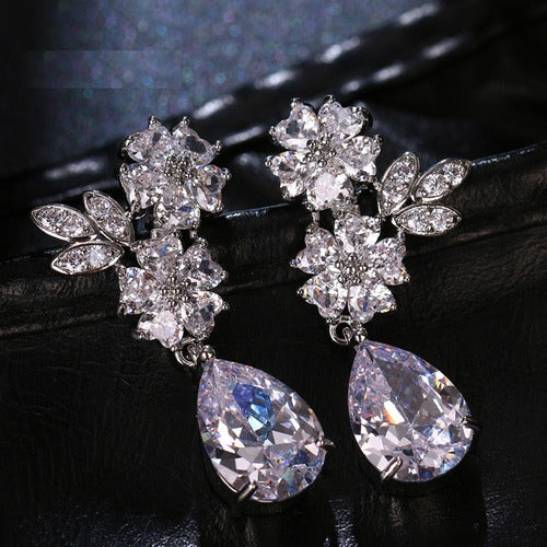 Brinco Noiva Pedra Zirconia Prata Festa Debutante Luxo