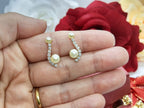 Brinco Ear Cuff Noiva Pedra Zirconia E Perola Dourado Festa