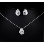 Conjunto Colar Brinco Noiva Pedra Zirconia Prata Dourad Gota