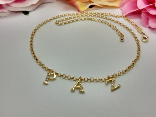 Colar Chocker Paz Dourado Semijoia Pingente Pedra Zirconia