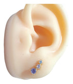 Brinco Ear Cuff Pedra Zirconia Dourado Infantil Pequeno Rosa