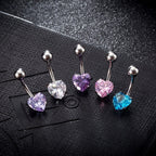 Piercing De Umbigo Aço Prata Rosa Coração Pequeno Delicado