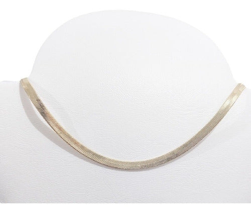 Colar Chocker Fita Malha Laminada Banhado Ouro Com Garantia
