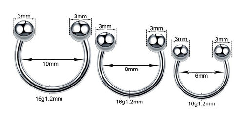 Piercing Septo Ferradura Titânio Cartilagem Preto Prata