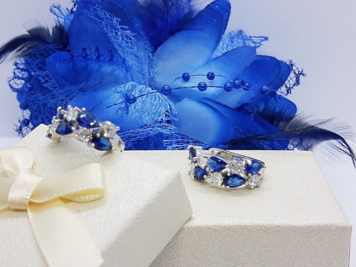 Brinco Pedra Zirconia Prata Madrinha Mãe D Noivos Verde Azul