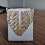 Brinco Ear Cuff Franja Noiva Pedra Zirconia Dourado Festa