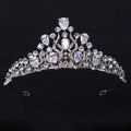 Coroa Tiara Cabelo Noiva Prata Zirconia E Strass Princesa
