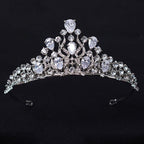 Coroa Tiara Cabelo Noiva Prata Zirconia E Strass Princesa
