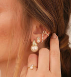 Piercing Argola Falso Fake Dourado Pedra Zirconia Folheado