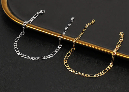 Pulseira Unisex Folheada A Ouro Ou Rodio Semi Joia 4 Mm