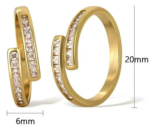 Anel Pedra Zirconia Festa Dourado Ajustável Folheado Delicad