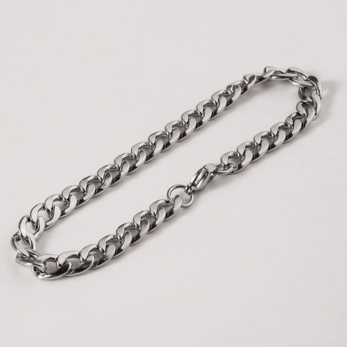 Pulseira Masculina 7 Mm Elo Grumet Aço Inoxidável Grossa