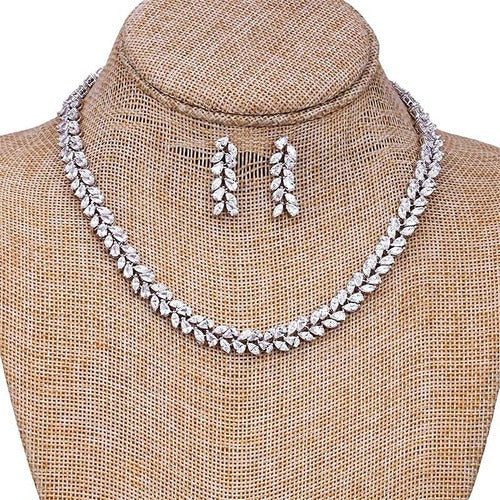 Conjunto Colar Brinco E Pulseira Noiva Zircônia Prata Festa