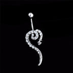 Piercing De Umbigo Prata Serpente Aço Cobra Strass