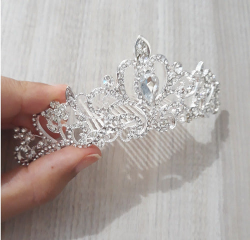 Coroa Tiara Prata Noiva Dama Daminha Strass Debutante