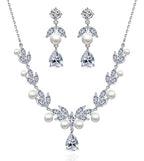 Conjunto Colar Chocker Riviera Brinco Zircônia Pérola Noiva