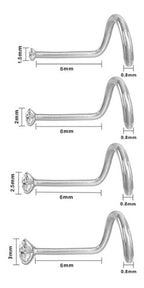 Piercing Nariz Nostril Aço Pedra Zirconia 2 Mm Pt De Luz