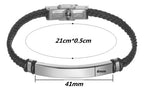 Pulseira Masculina 8 Mm Couro Placa Aço Inox Chapa P Gravar