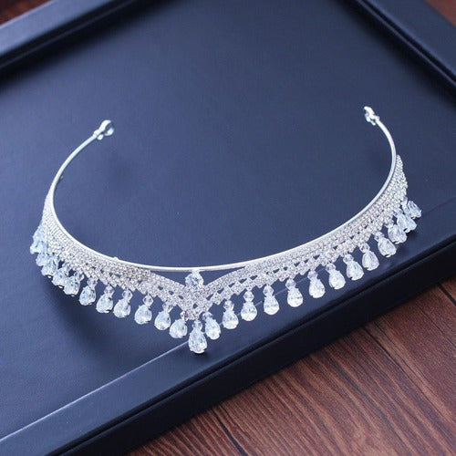 Coroa Tiara Porta Coque Noiva Strass E Zirconia Prata Luxo