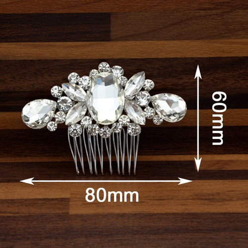 Arranjo Enfeite Cabelo Noiva Strass Cristal Prata Debutante