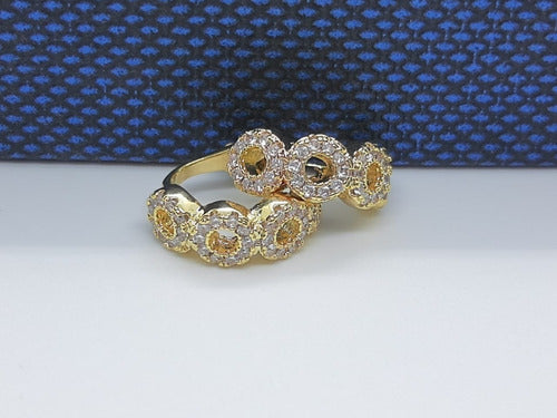 Piercing Argola Falso Fake Dourado Pedra Zirconia Semi Joia