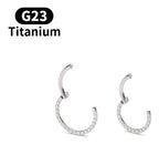 Piercing Argola 100% Titânio Septo Daith Pedra Zircônia 8 10