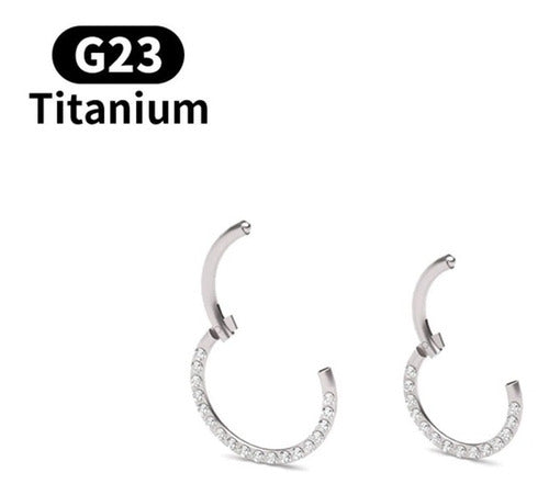 Piercing Argola 100% Titânio Septo Daith Pedra Zircônia 8 10