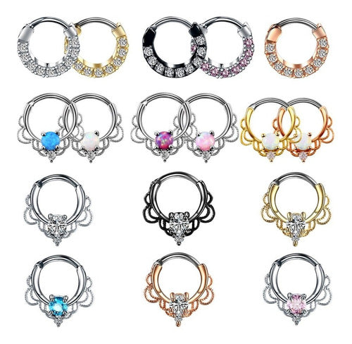 Piercing Para Nariz Septo Indiano Prata Pedra Zirconia