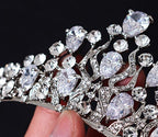 Coroa Tiara Cabelo Noiva Prata Zirconia E Strass Princesa