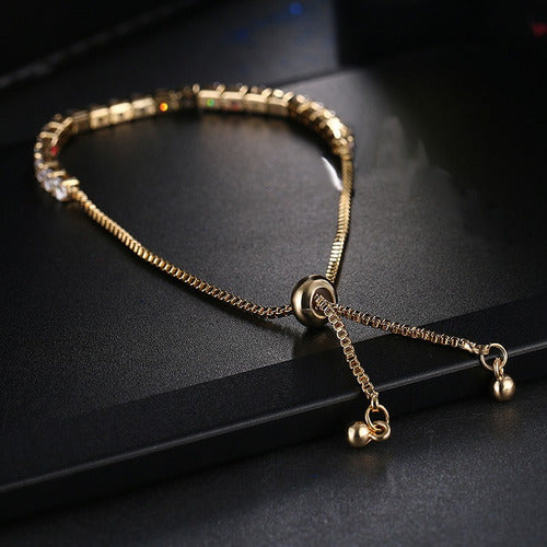 Pulseira Bracelete Dourada Pedra Zircônia Noiva Debutante