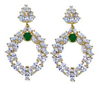 Brinco Dourado Zirconia Noiva Madrinha Festa Formatura Verde