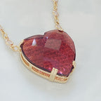 Colar Tiffan Coração Grande Pedra Zirconia Vermelho Marsala