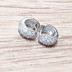 Brinco Argola Pedra Zirconia Prata Rodio Pequeno 6 Mm Largo
