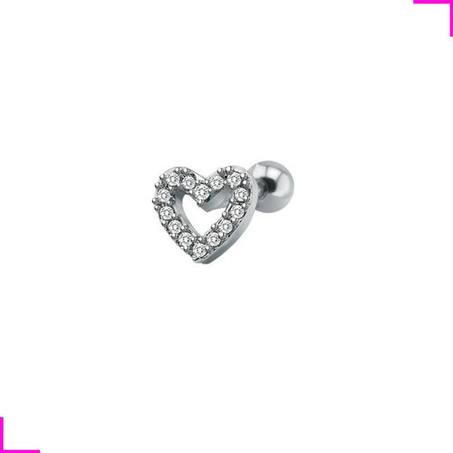 Piercing Tragus Cartilagem Coração Zirconia 6mm
