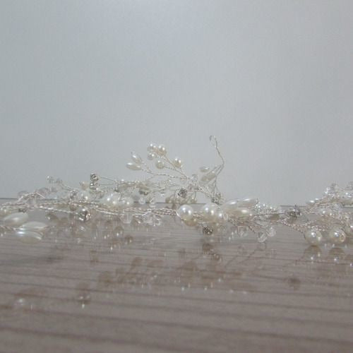 Tiara Arranjo Grinalda Cabelo Noiva Pérola Fio Strass Brilho