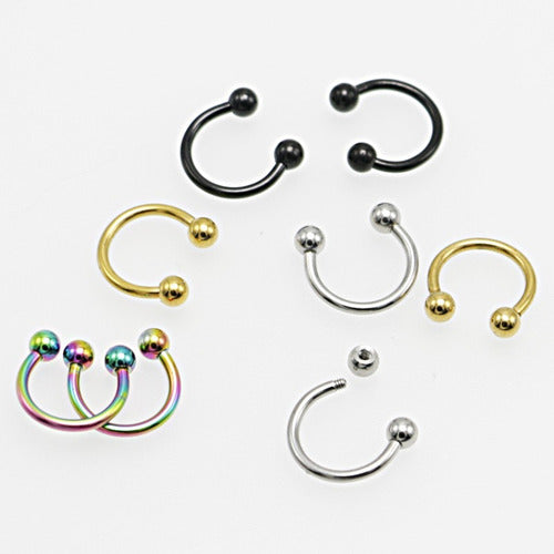 Piercing Septo Ferradura Nariz Cartilagem Preto Prata Ouro