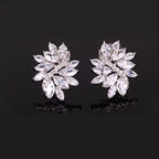 Brinco De Pressão Com Zirconia Noiva Casamento Prata Fixo