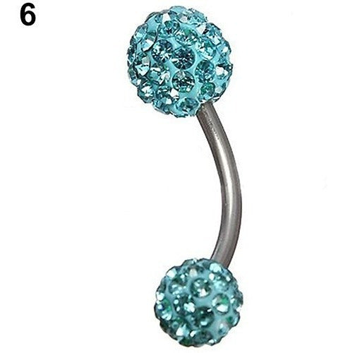 Piercing De Umbigo Prata Strass Branco Duplo Aço Barato