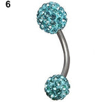 Piercing De Umbigo Prata Strass Branco Duplo Aço Barato