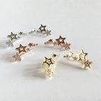Brinco Ear Cuff  Pedra Zirconia Prata Dourado Estrela Pequen