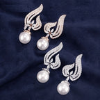 Brinco Noiva Zirconia Perola Pendurado Dourado Rosê Festa