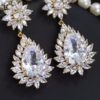 Brinco Noiva Pedra Zirconia Dourado Festa Debutante Gota